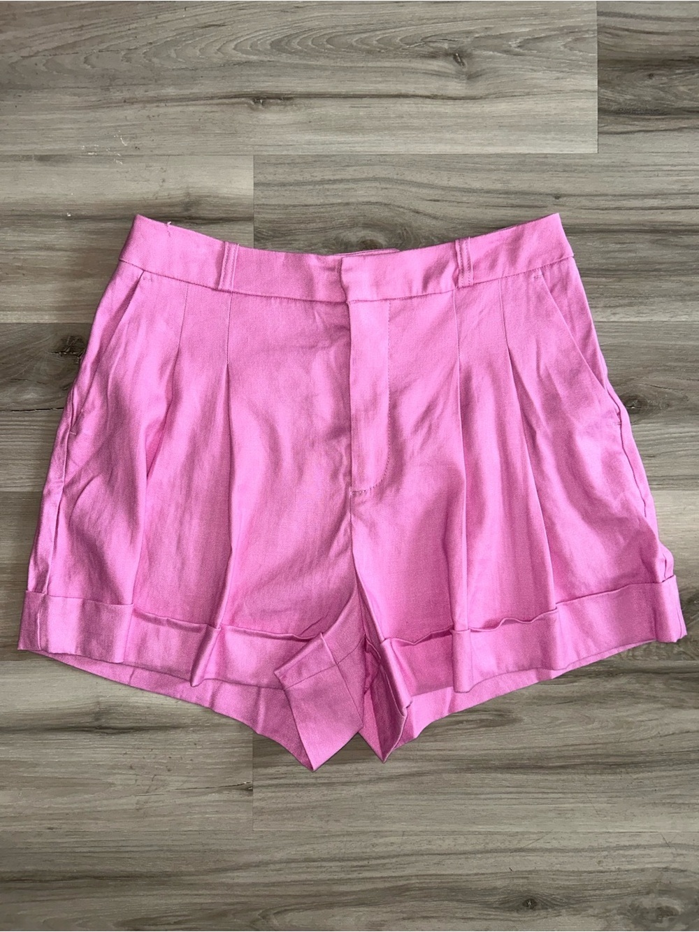 Maeve Bright Pink High-Waist Pleated Shorts